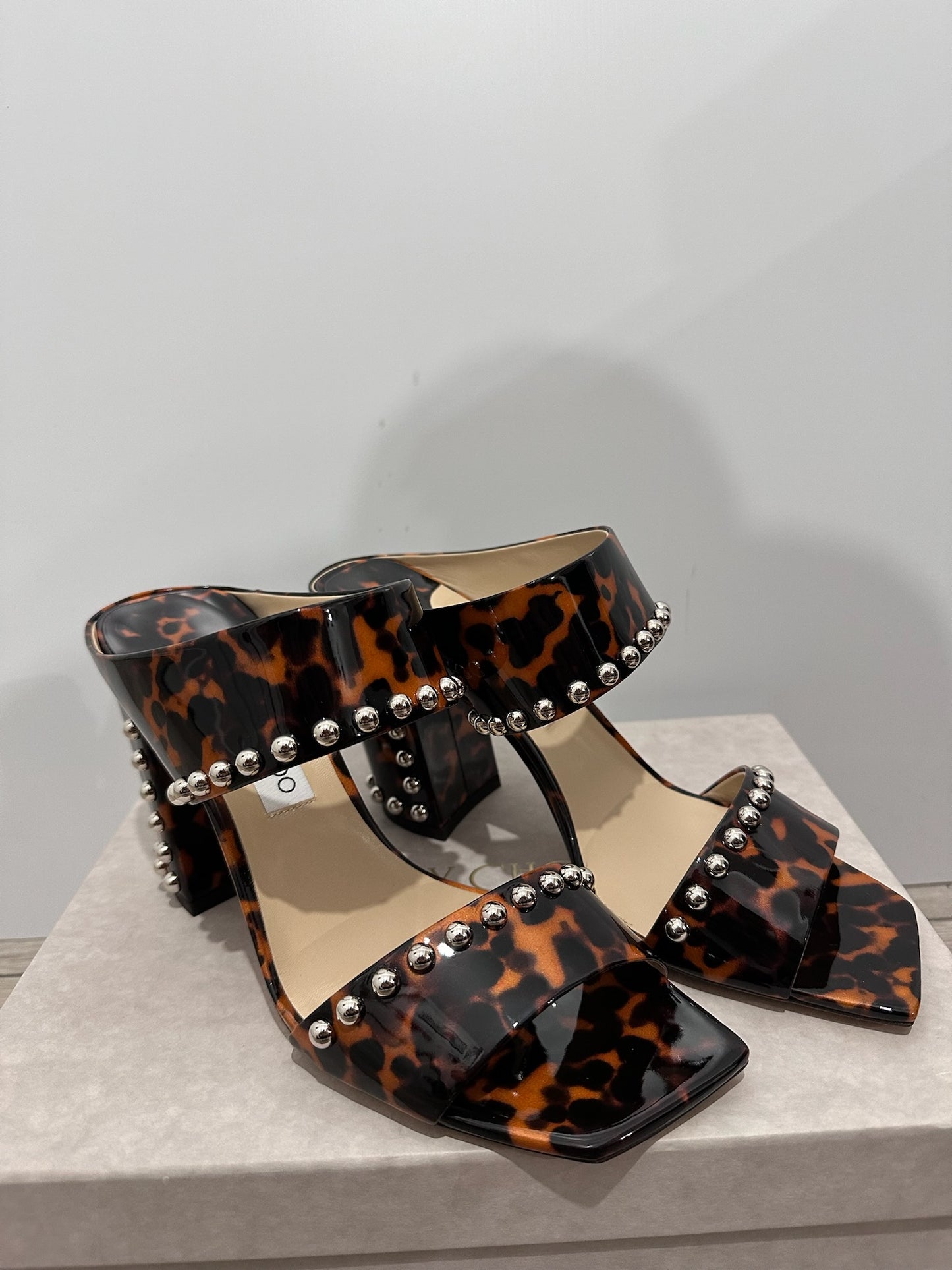 Tortoise Shell Jimmy Choo Sandal Mule Heels, 42 - 9