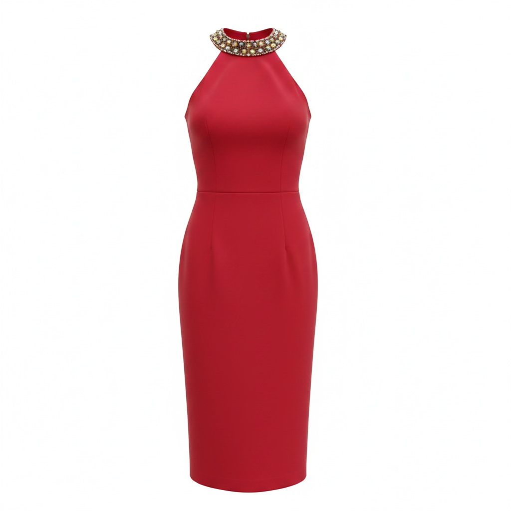 Preloved, Red Pia Michi Dress, UK 8