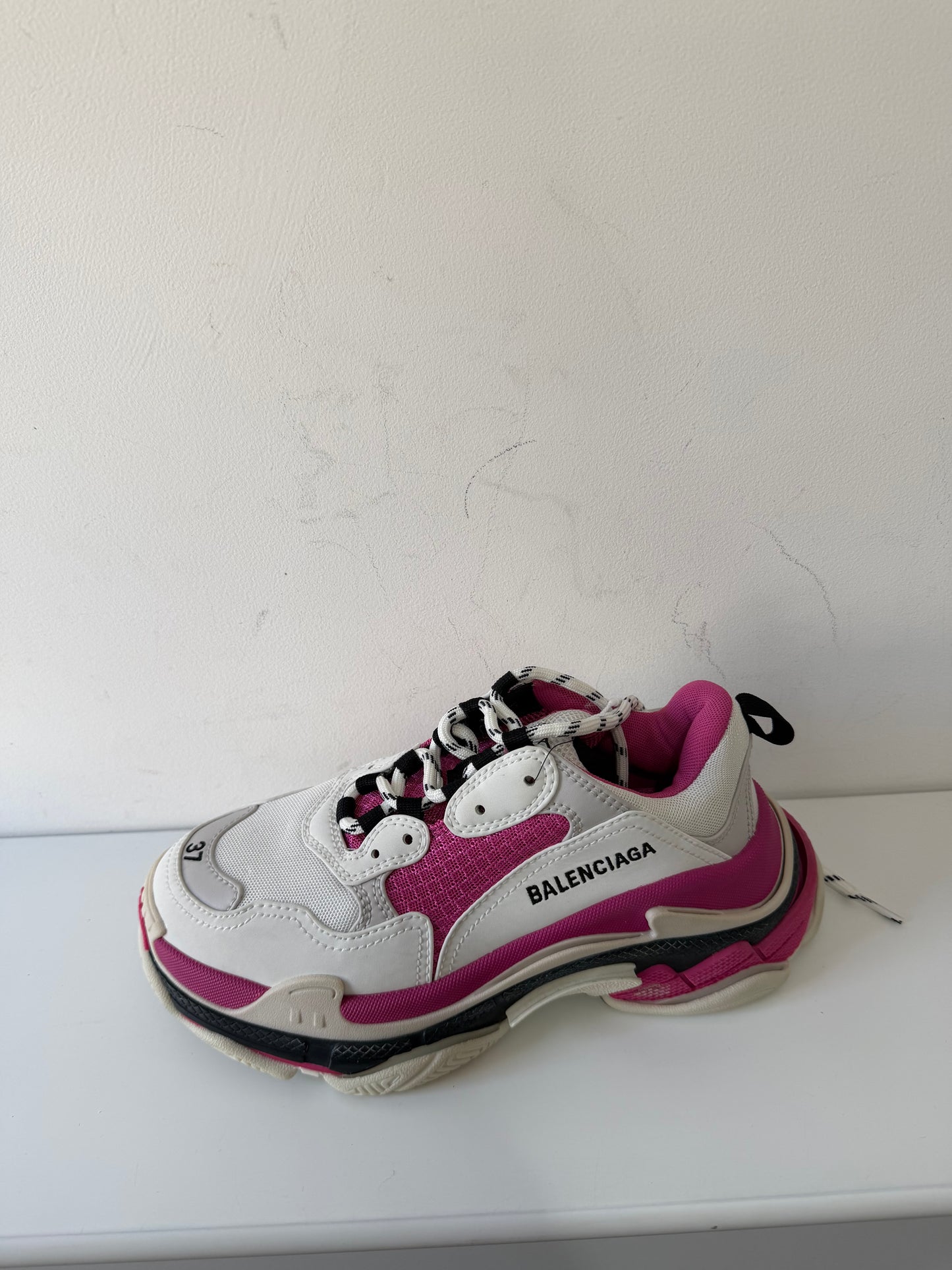 Preowned, Like New Pink Balenciaga Triple S Sneakers Trainers, Size 37 (Fits 38)