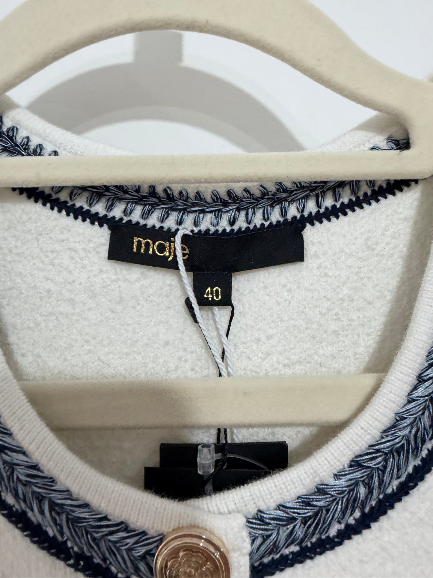 Pre-owned, Brand New White and Blue Maje Dress, Size 12