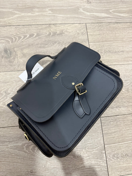 Navy Cambridge Satchel Company Crossbody Bag, Initialled