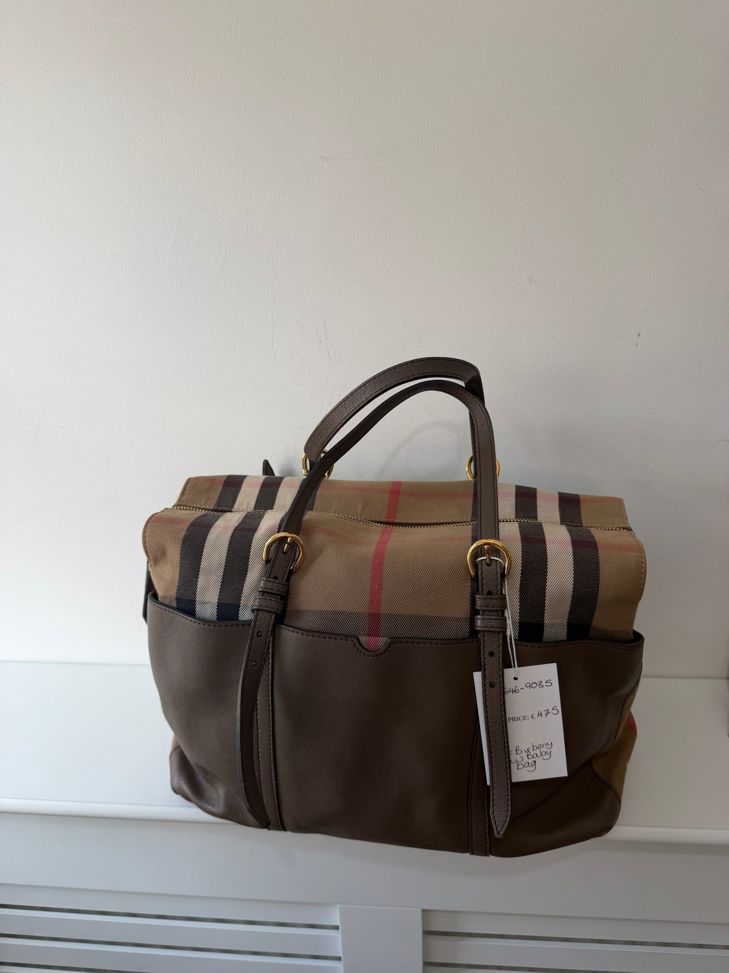 Preowned, NEW, Monogram and Leather Burberry Baby Bag