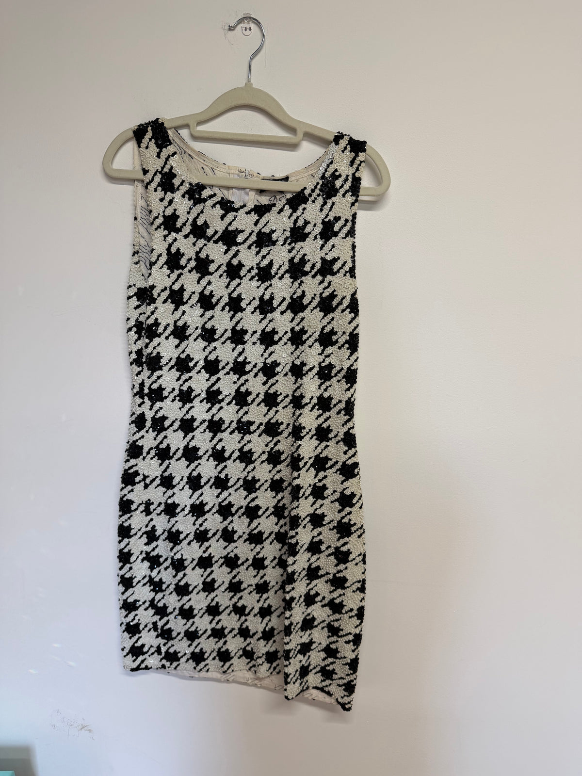 Preloved Kookai Sequin Dress Size S/M Black and White Houndstooth