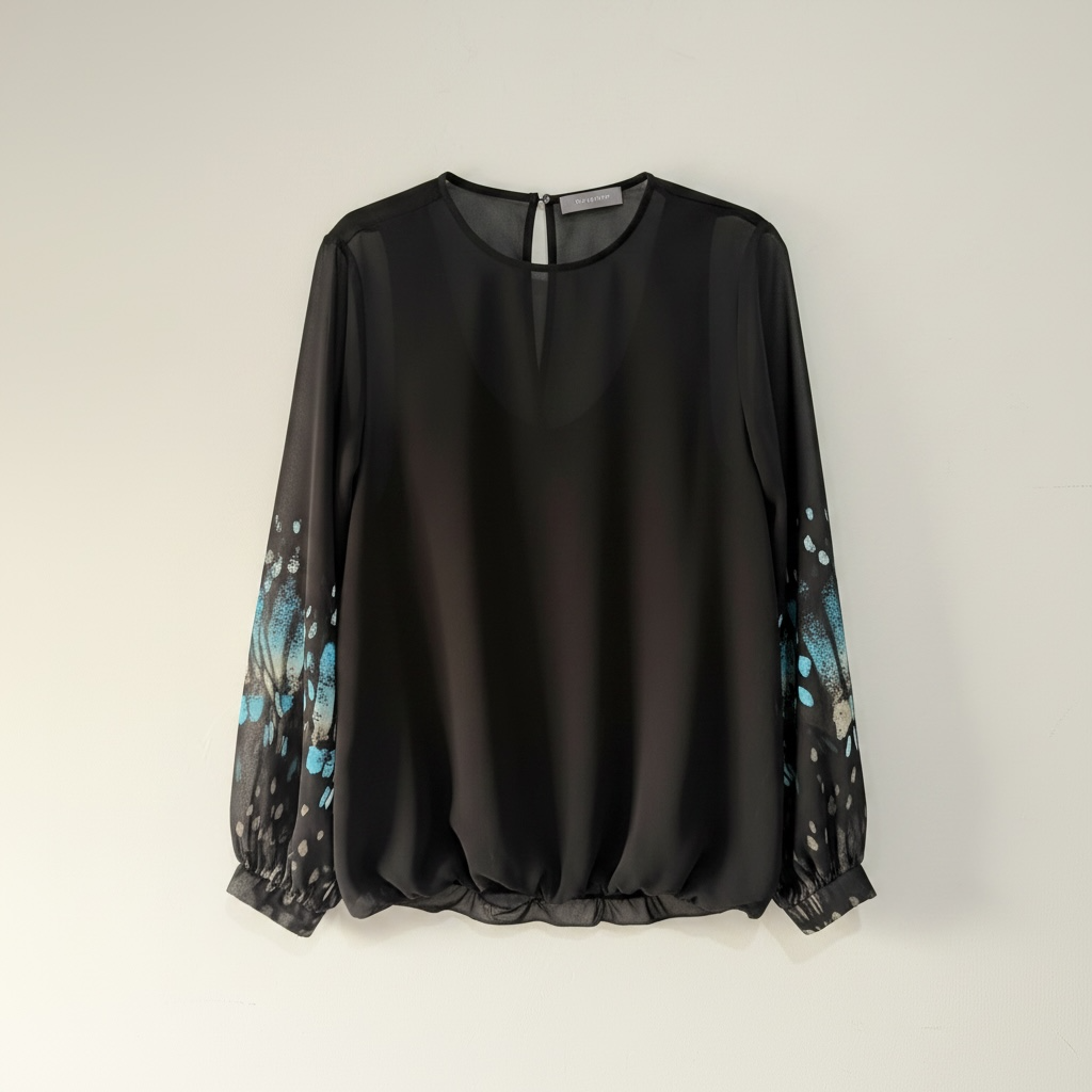Preloved Black Mint Velvet Blouse, Size 14