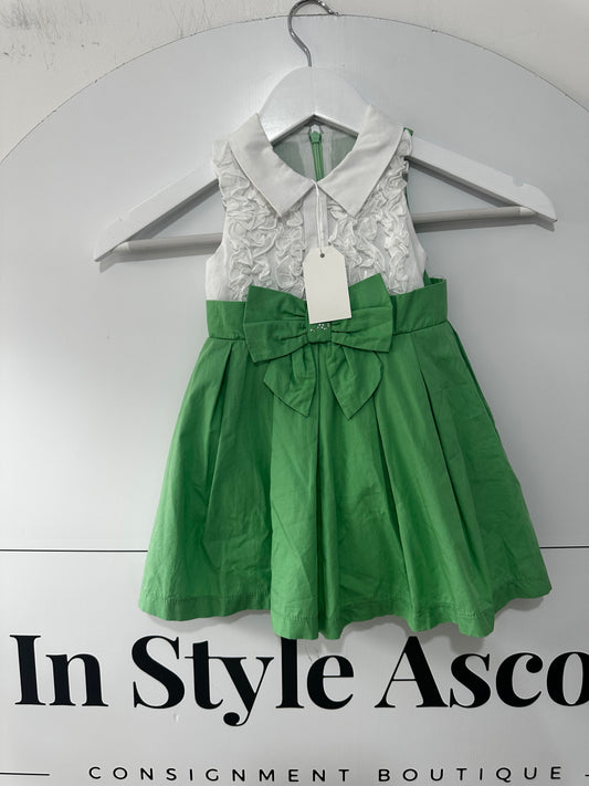 Green & White Balloon Chic Kids Dress, Age 2