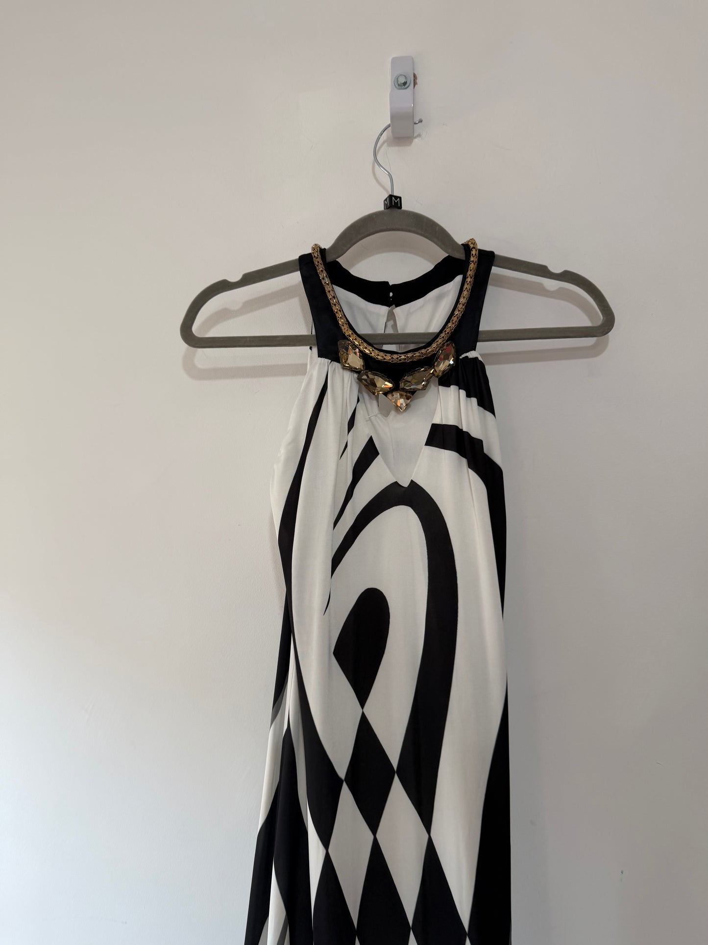 Preloved, Black/White Unbranded Dress, UK 10
