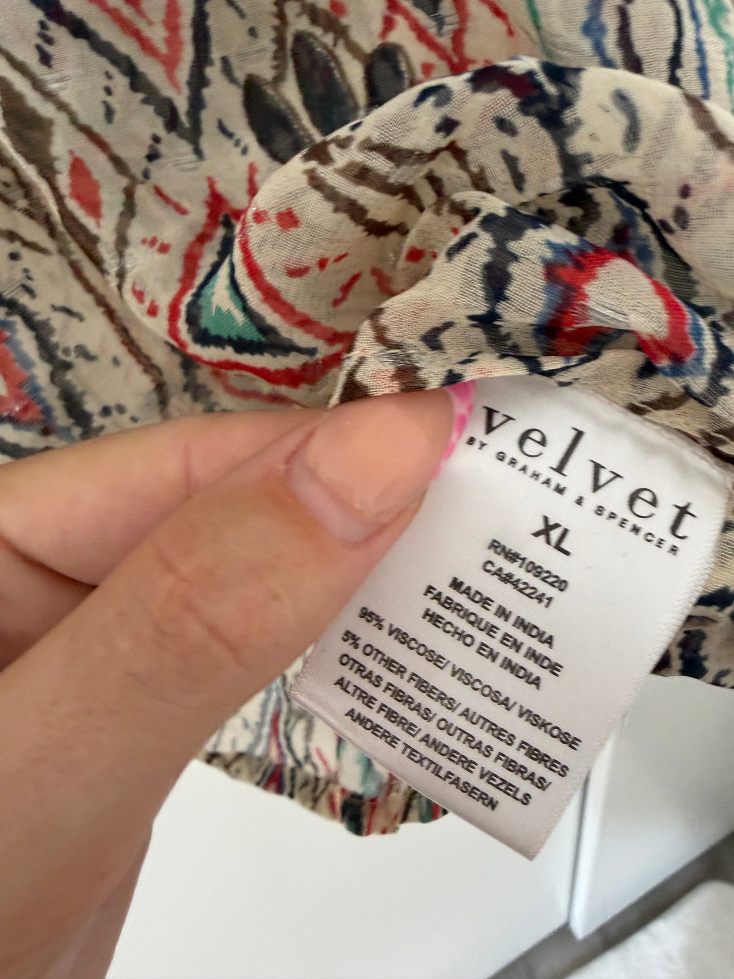 Pre-loved Pattern Velvet by Graham & Spencer Blouse, XL