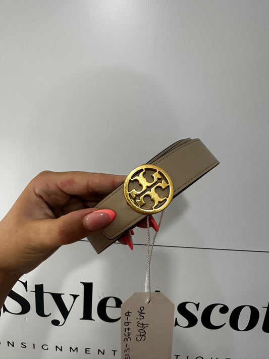 Blue/Beige Tory Burch Reversible Belt, Size Medium