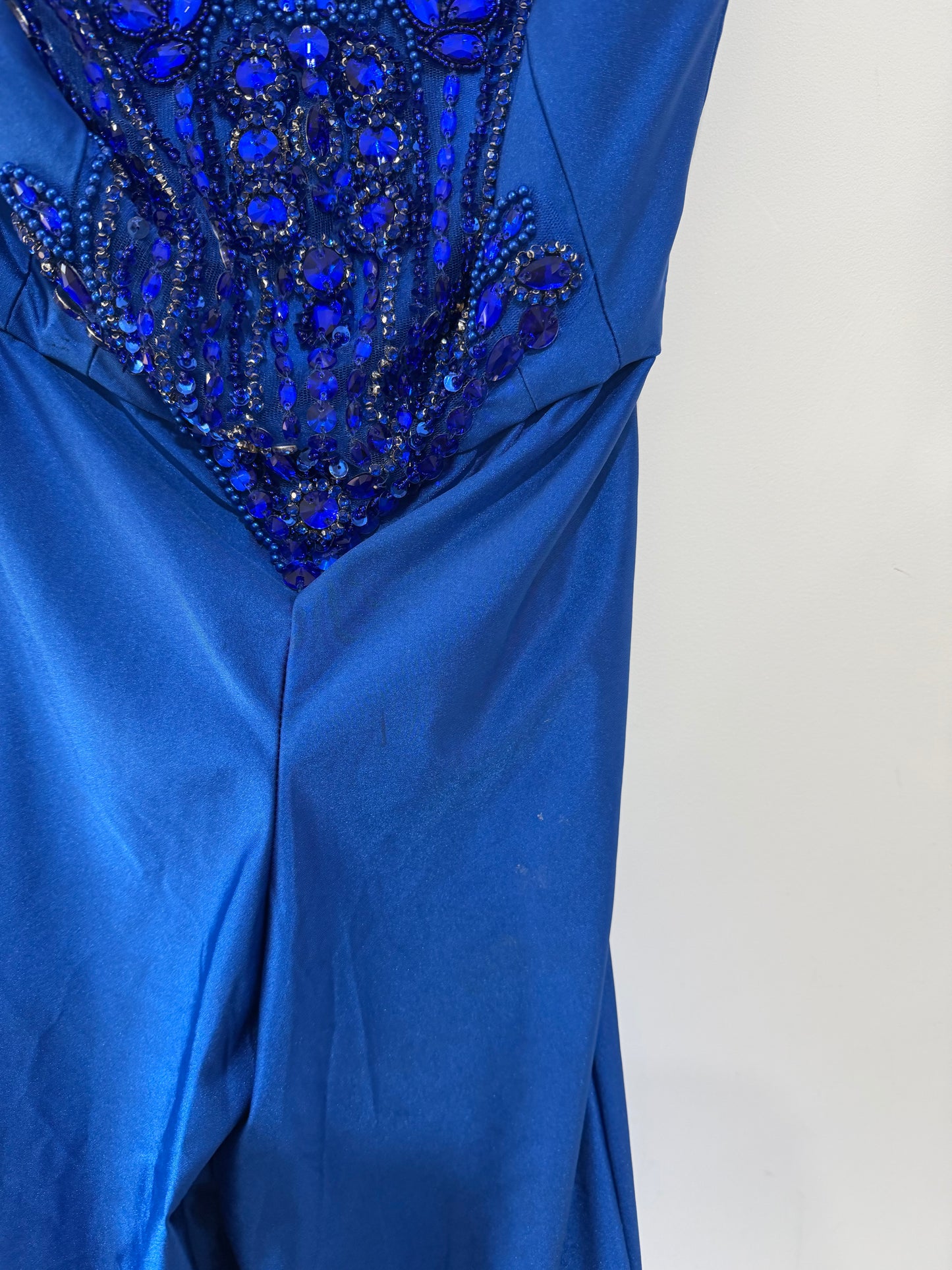 Pre-owned, Blue Crystal Diamonte Jumpsuit, Size 10