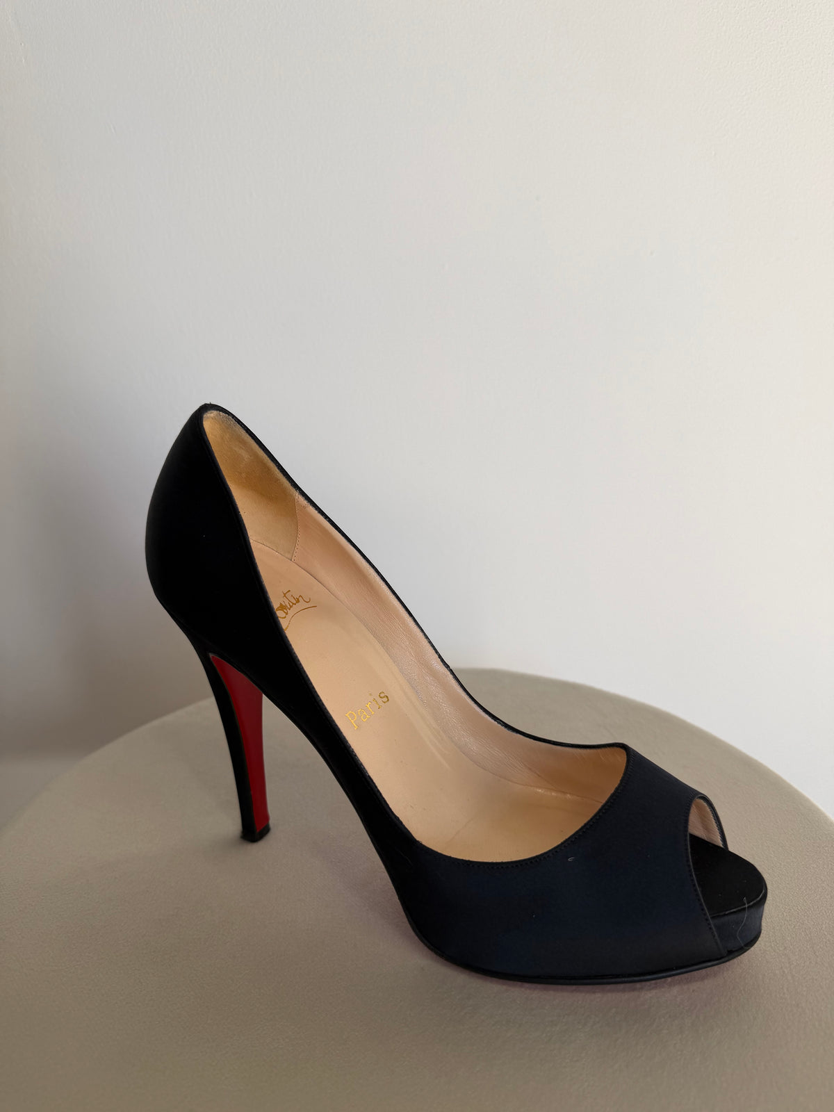 Preloved Christian Louboutin Heels Size 5 - 38 Black Peeptoe