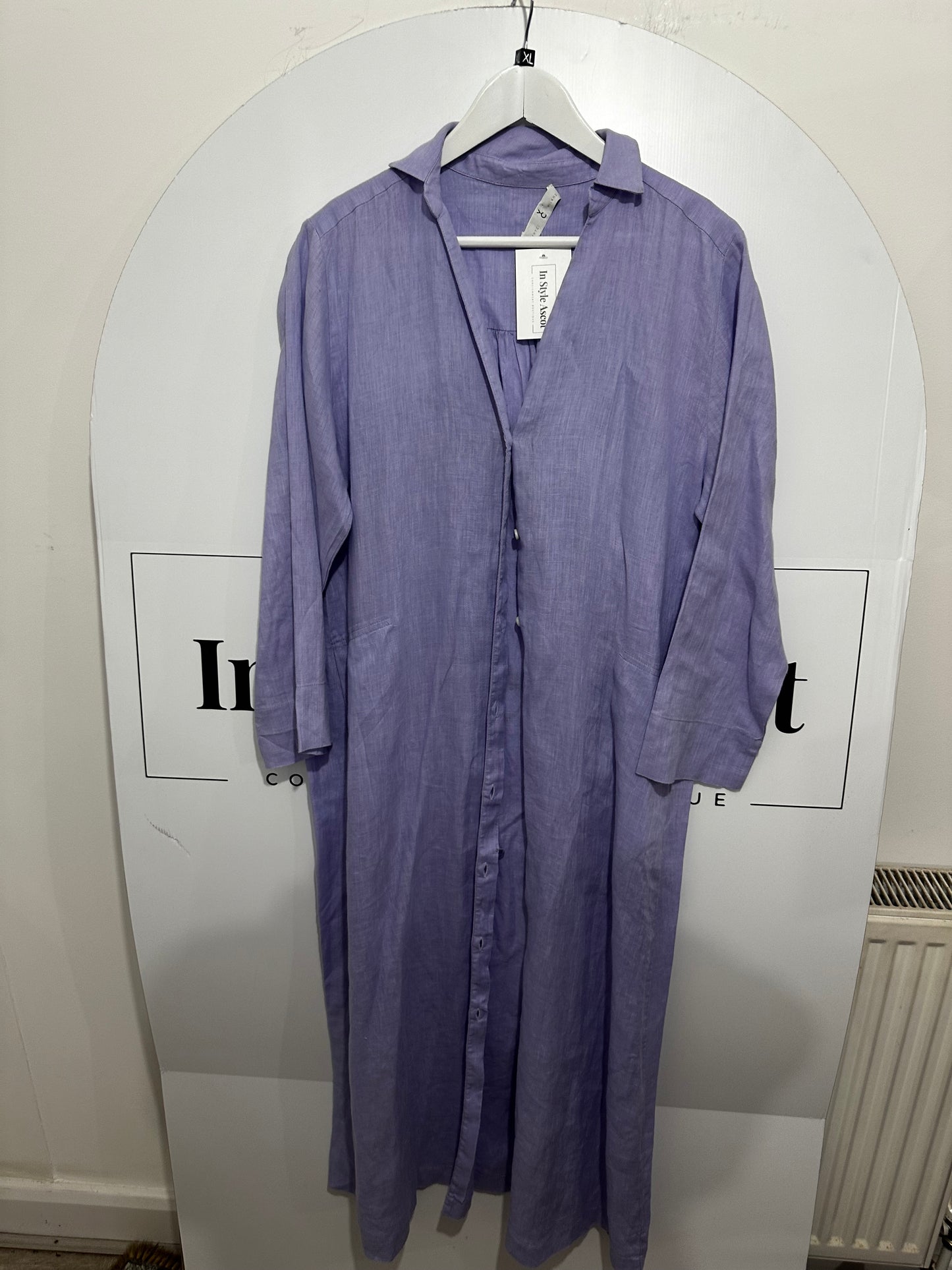 Lilac WHYCI MILANO Linen Dress, Size 18