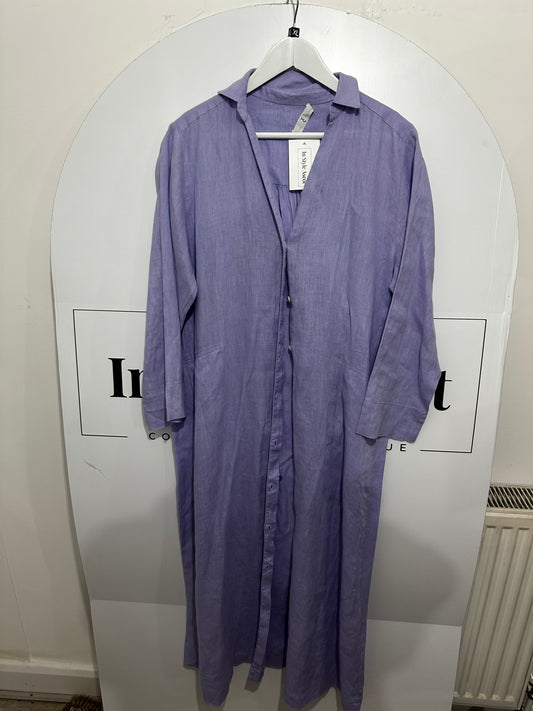 Lilac WHYCI MILANO Linen Dress, Size 18