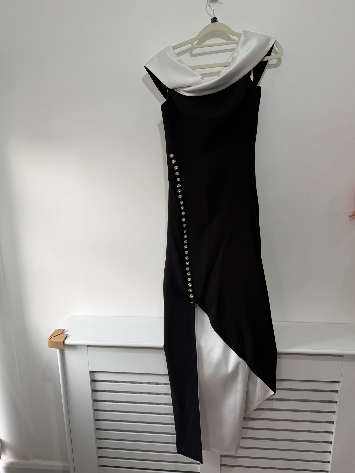 Pre-owned, Black and White Red & Royal Evening Dress, Size 6-8