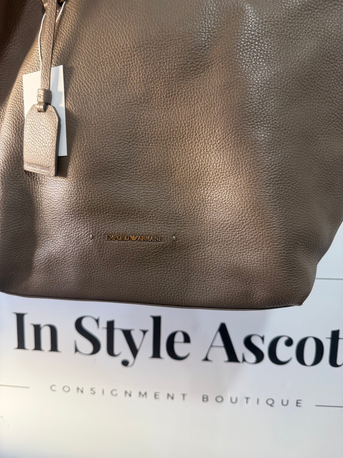 Taupe Emporio Armarni Tote and Wallet, Large