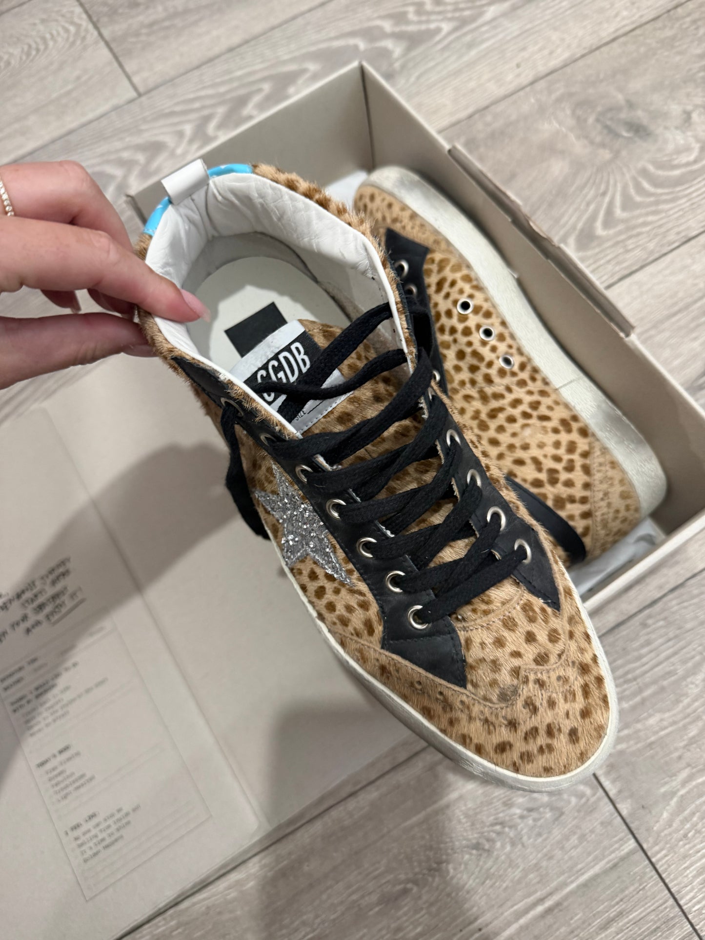 Leopard Pony Hair Golden Goose Sneakers, Size 6 (39)