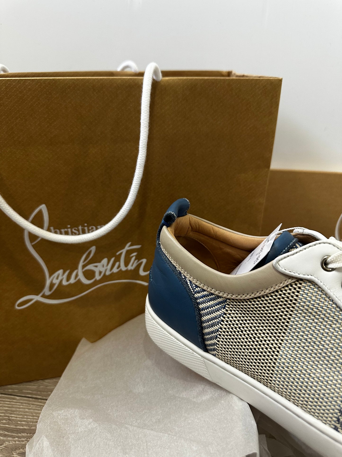 Blue & White Christian Louboutin Sneakers, UK 9.5 Mens