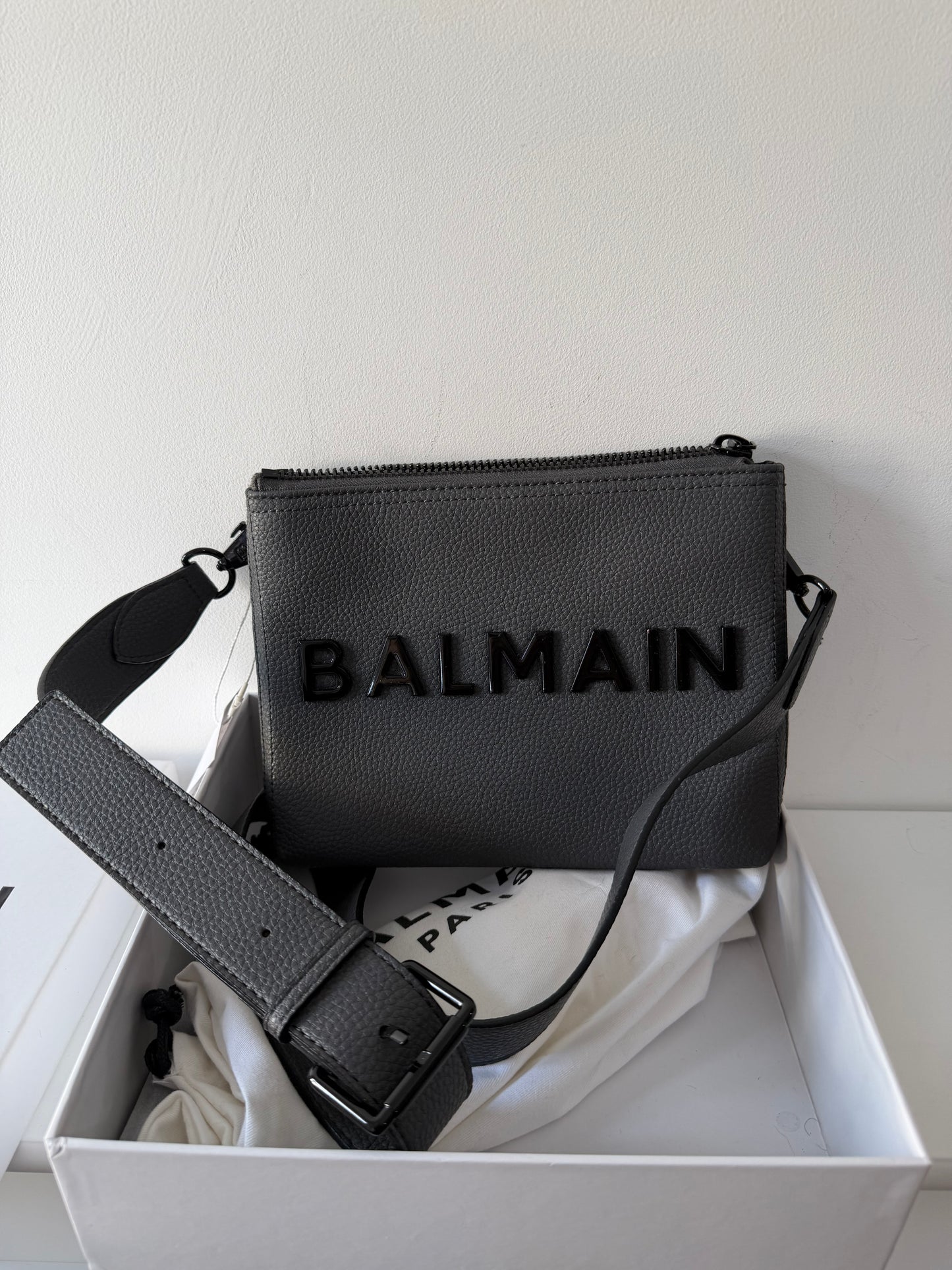 Preloved Dark Grey Balmain Crossbody Bag