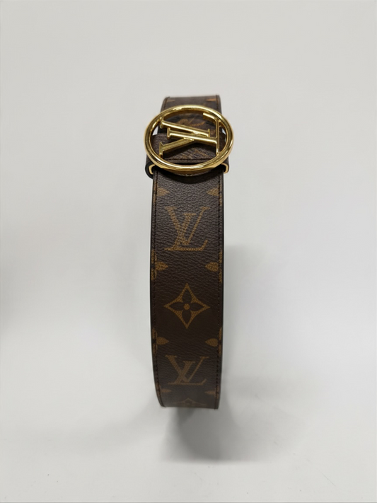 Preloved UNISEX Louis Vuitton Reversible Belt Size 90cm 36 Inches Black and Monogram