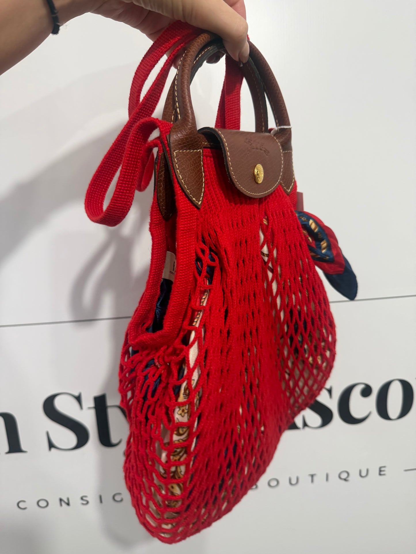Red Longchamp Basket Bag