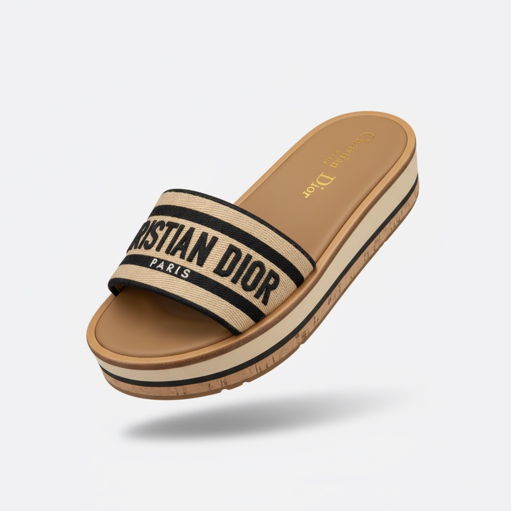 Pre-owned BRAND NEW Christian Dior Sandal Platform Slide, Size 38 - UK 5, 900 Noir