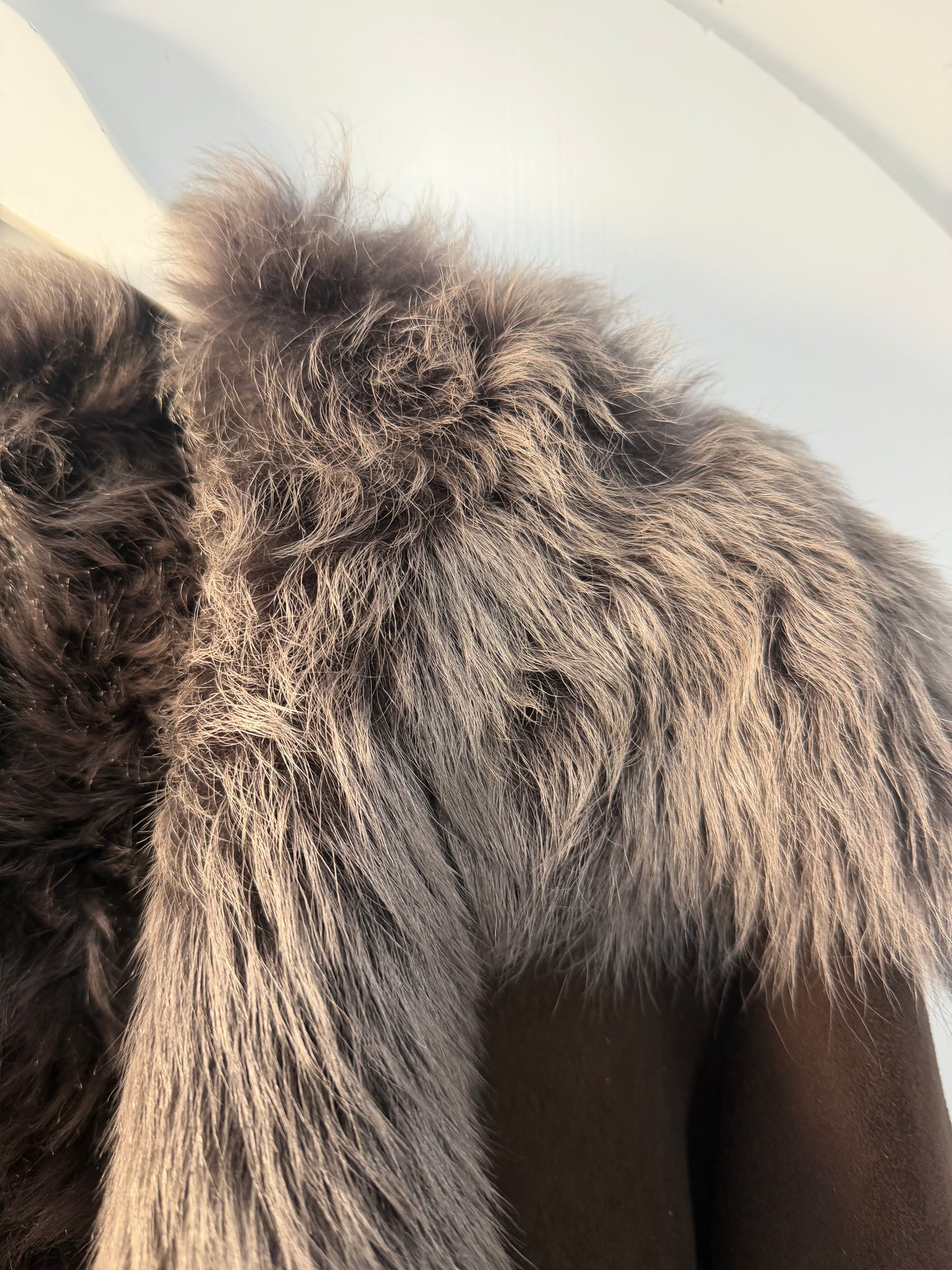 Brown Shearling and Leather Coat, Size S