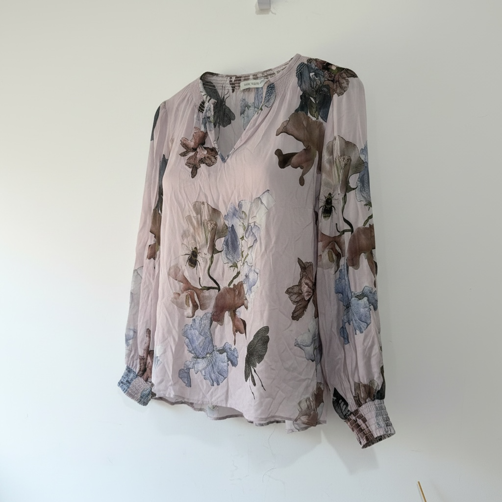 Preloved patterned purple Dea kudibal Blouse, Size XL