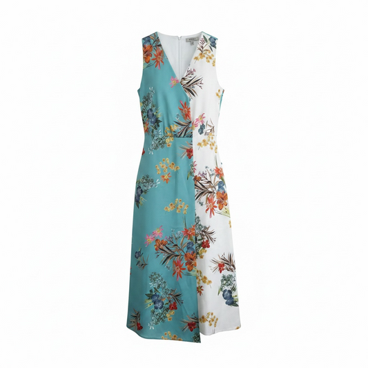 Preowned Blue Pattern Marella Brand New Dress, Size 10