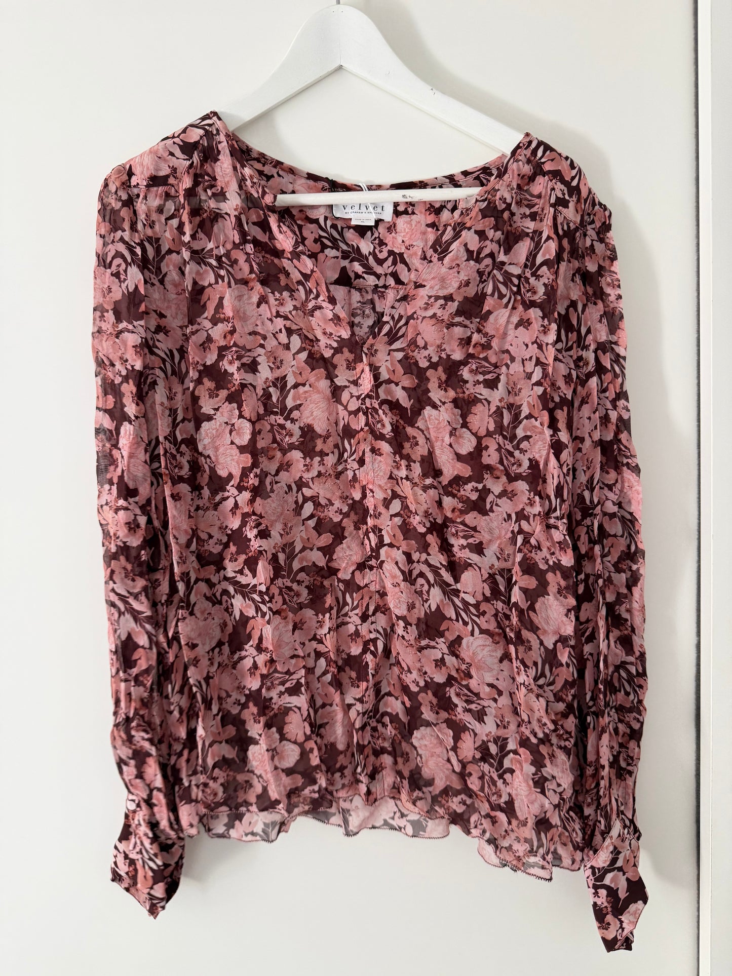 Pre-loved Pattern Pink Velvet by Graham & Spencer Blouse, XL, BNWT