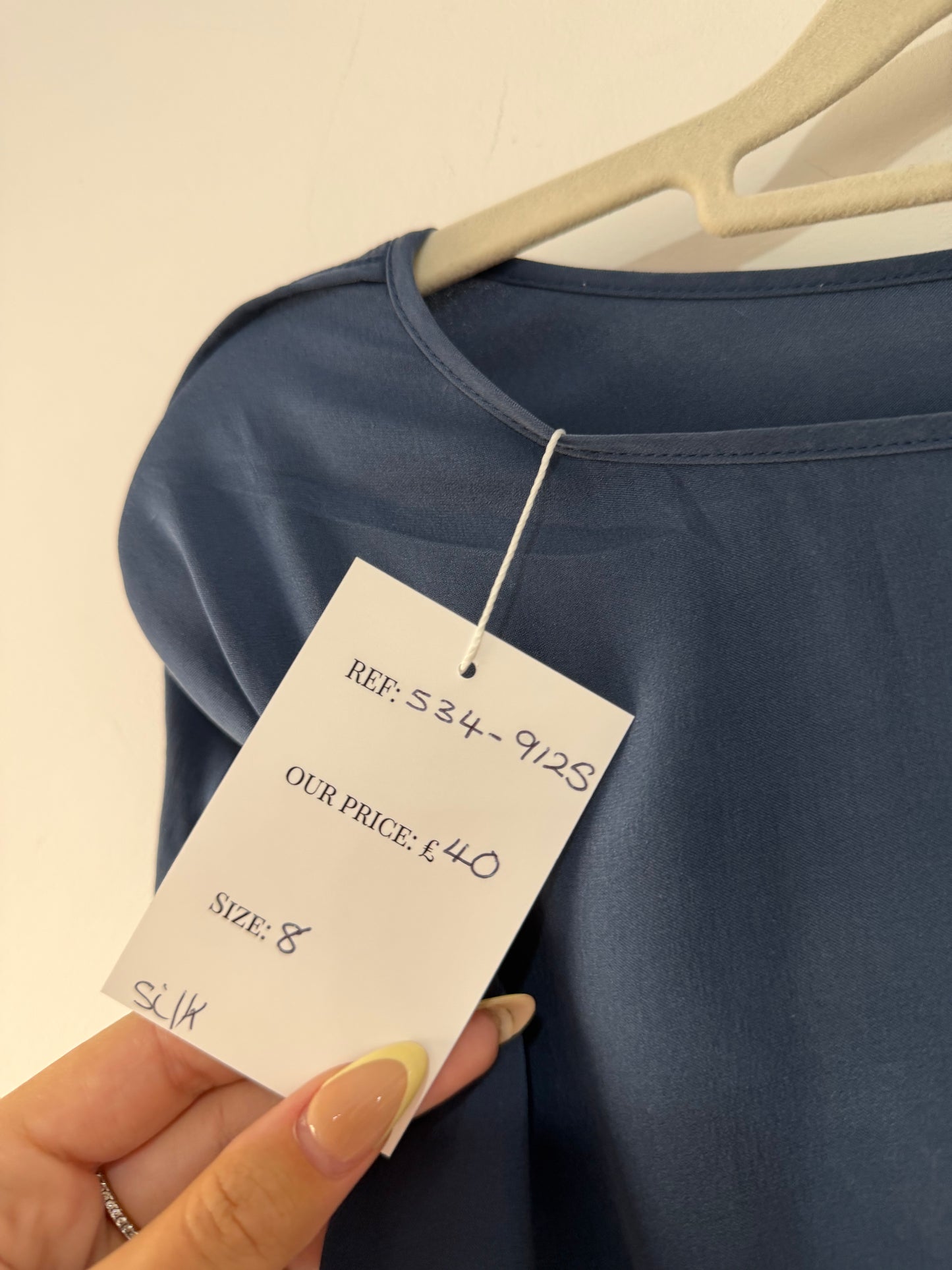 Preowned Navy By Malene Birger Silk Top, Size 6/8