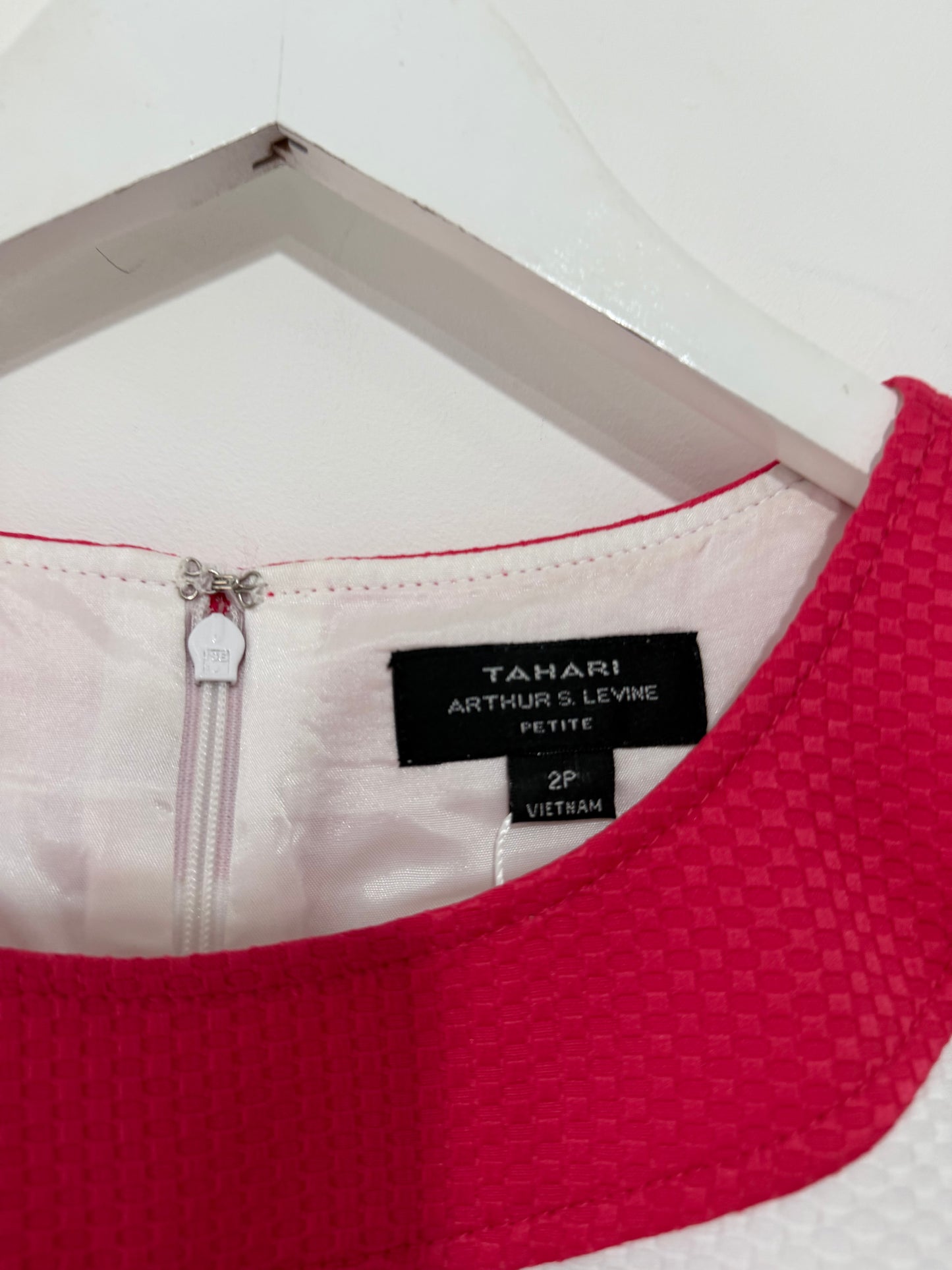 Preloved Pink and White Tahari Dress, Size 10