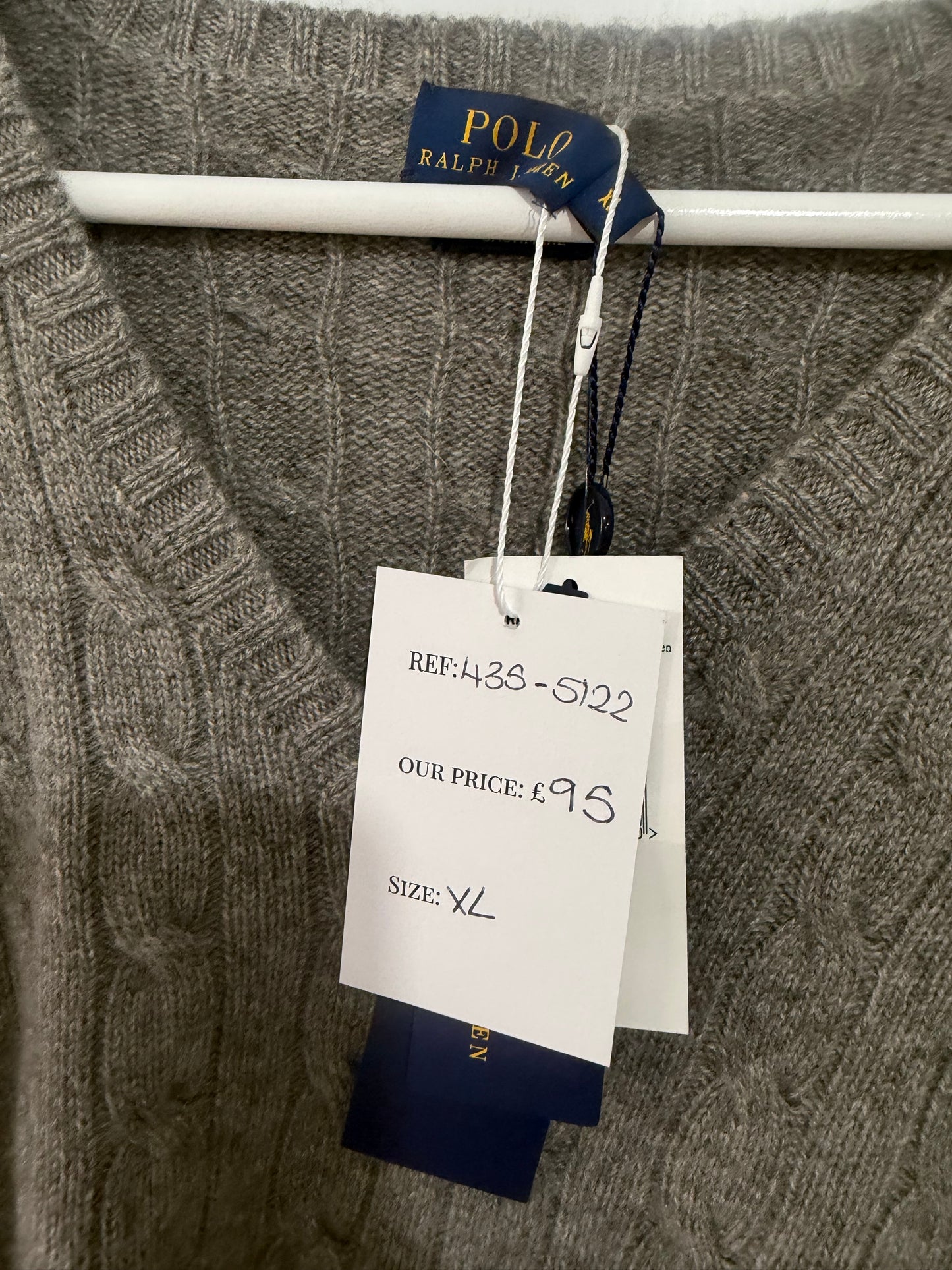 Grey Polo Ralph Lauren Cashmere Jumper, Size XL