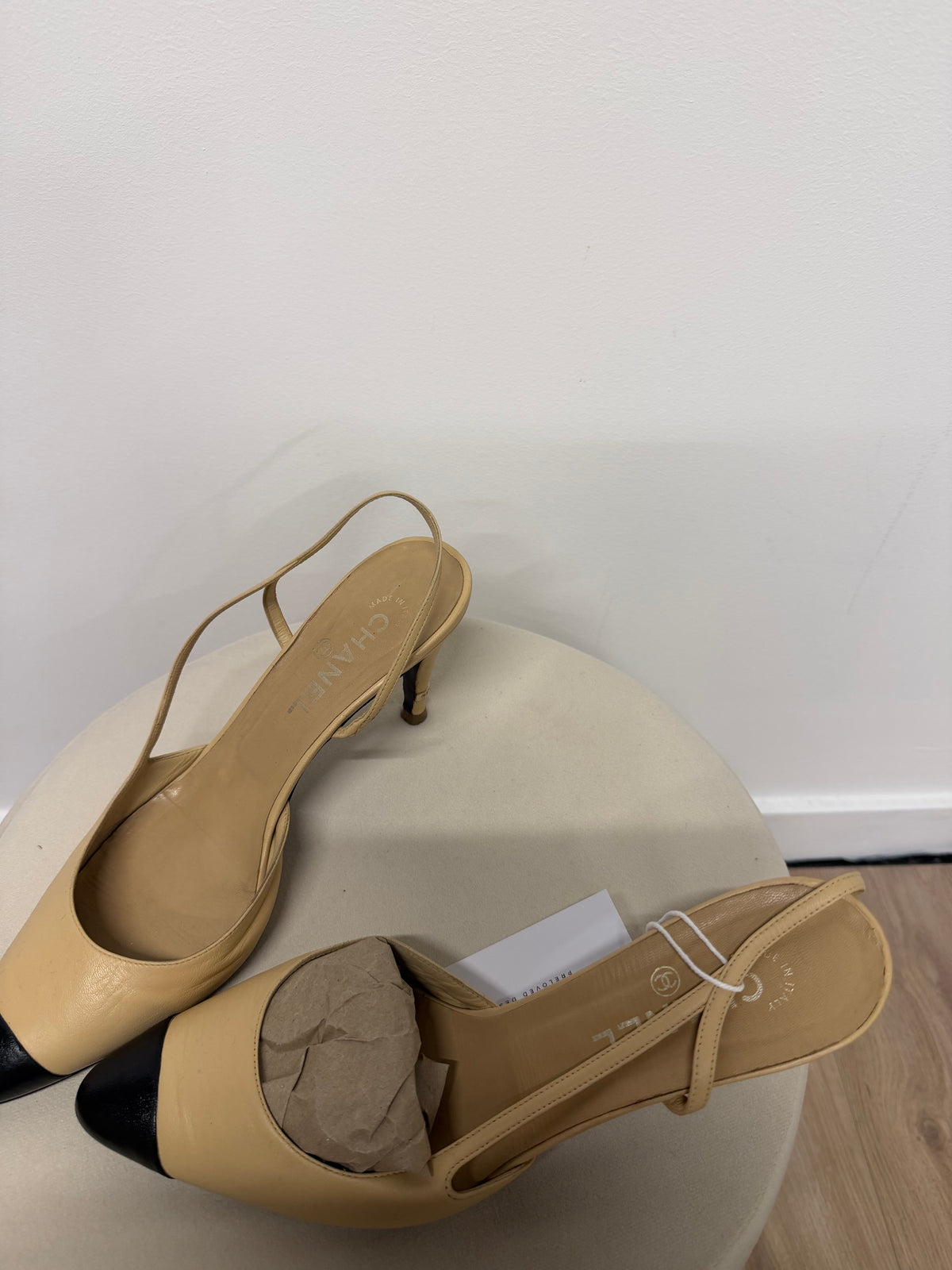 Preloved Chanel Heels Size 8 Beige/Black