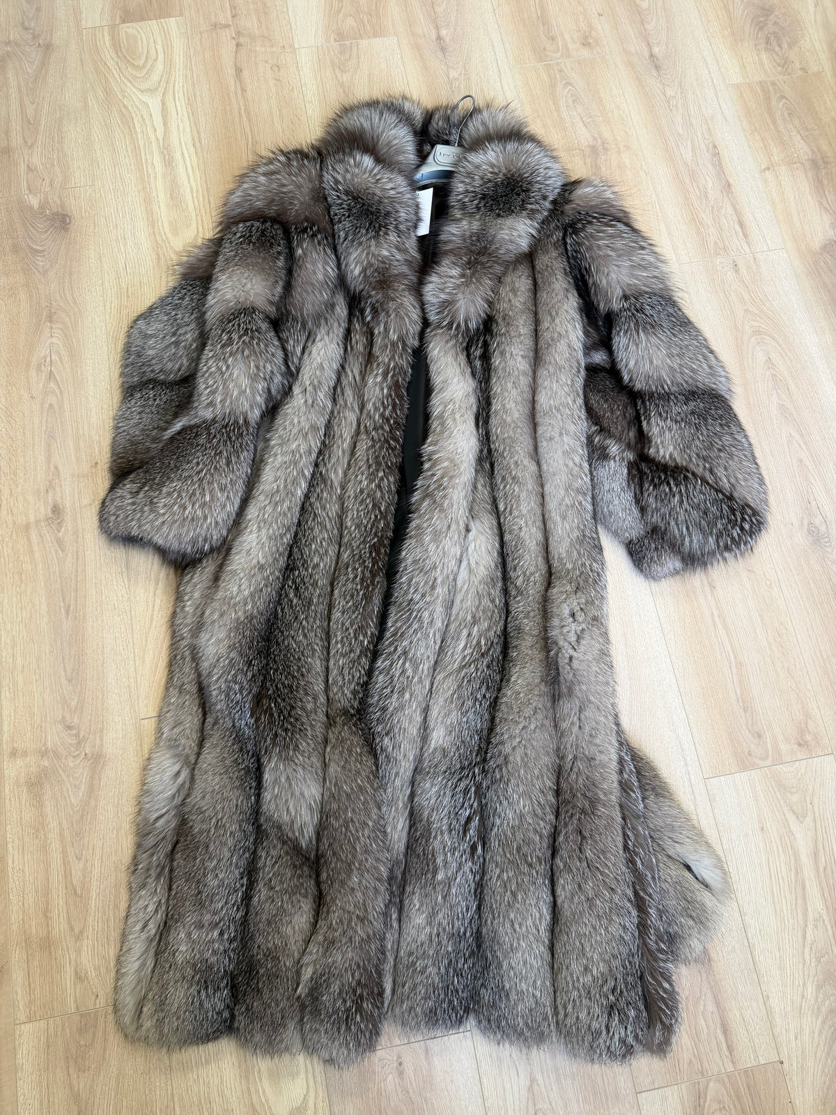 Preloved Vintage Fox Fur Coat Size L Brown Grey