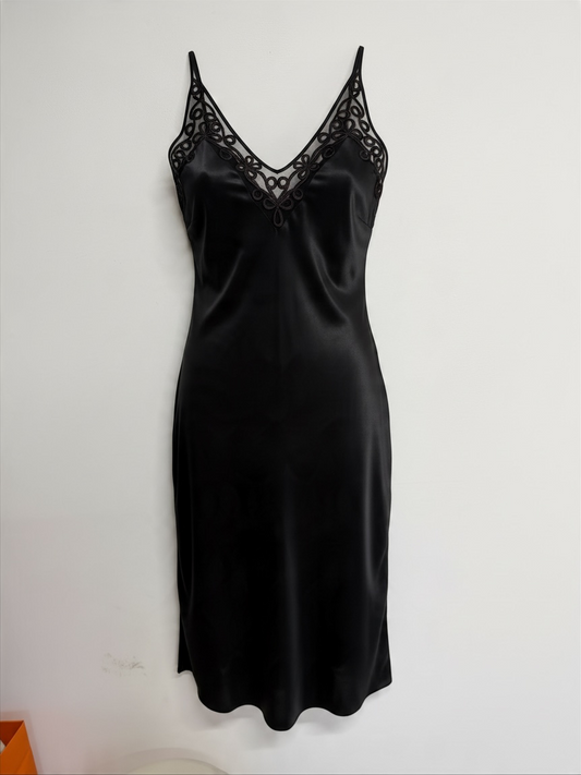 Preloved Silk Slip Dress Size Medium Black