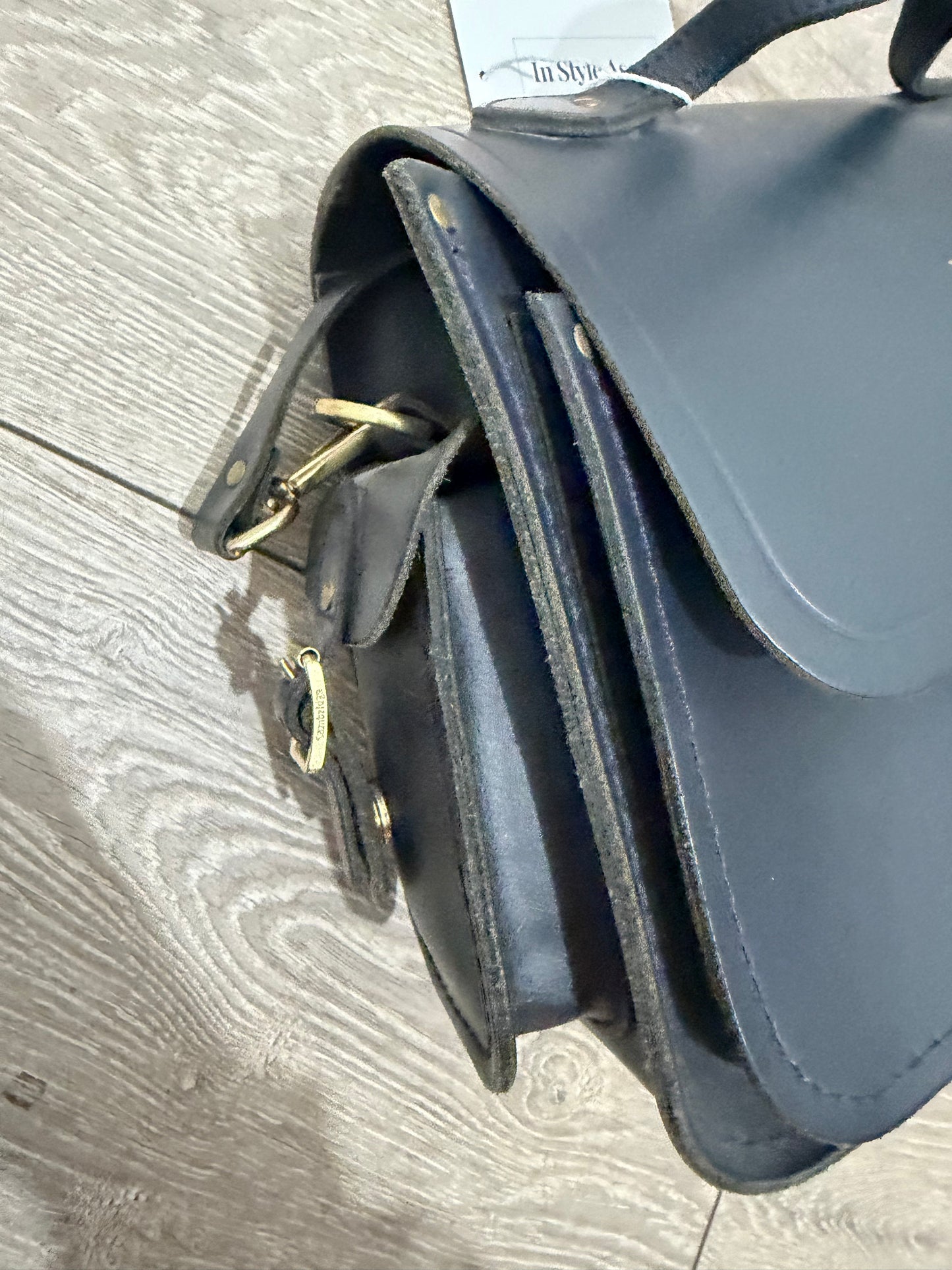 Navy Cambridge Satchel Company Crossbody Bag, Initialled