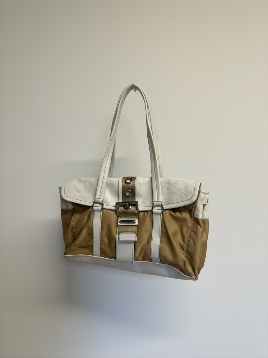 Preloved Prada Handbag Beige and White