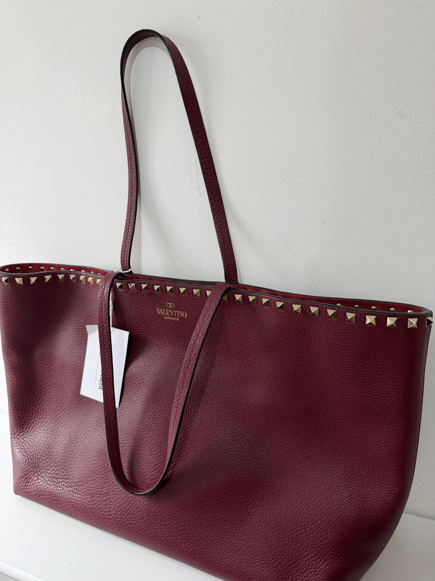 Preloved Valentino Garavani Rockstud Tote Bag Large Burgundy/Plum