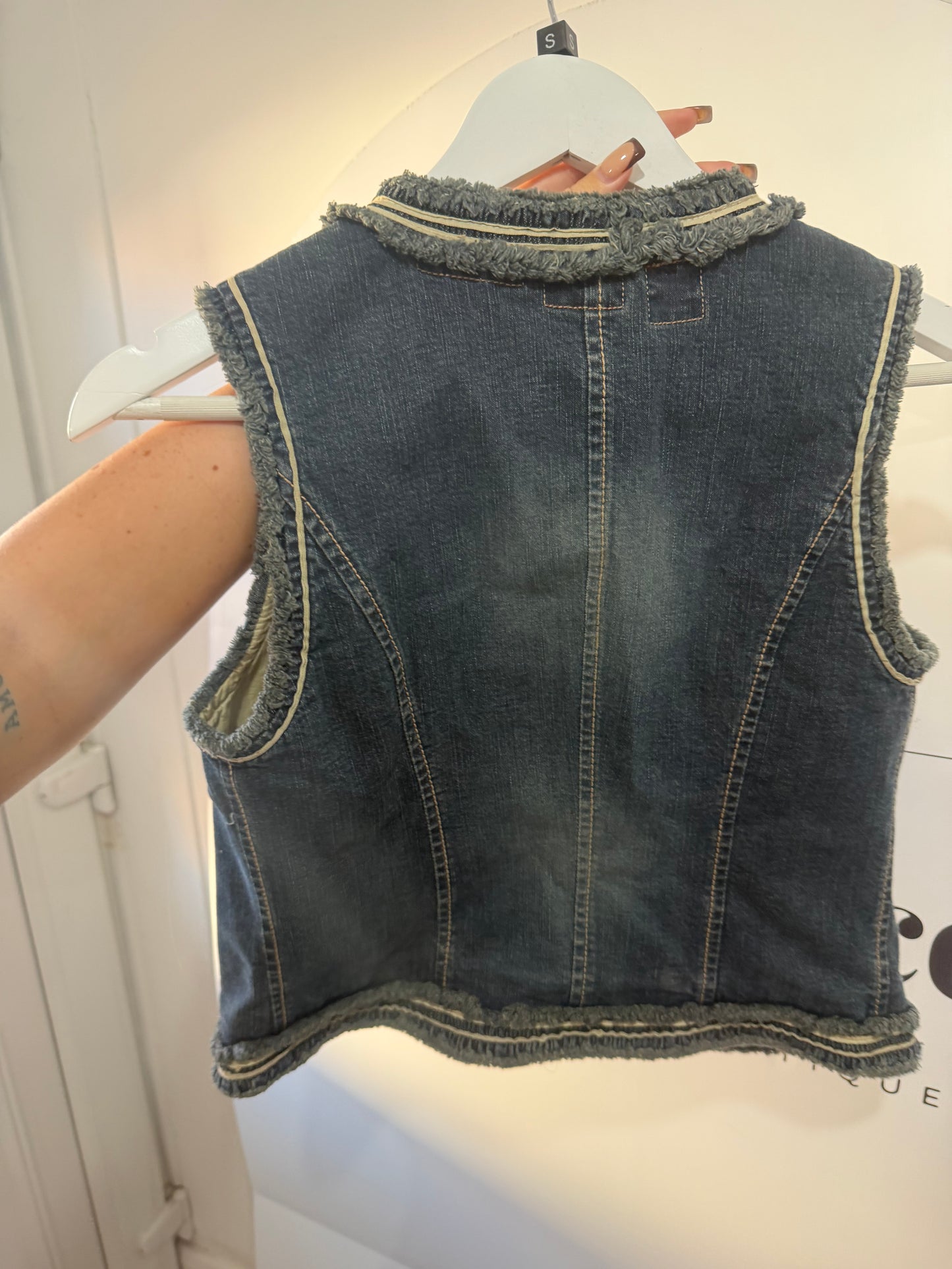 Blue Chine Denim Waistcoat, Small