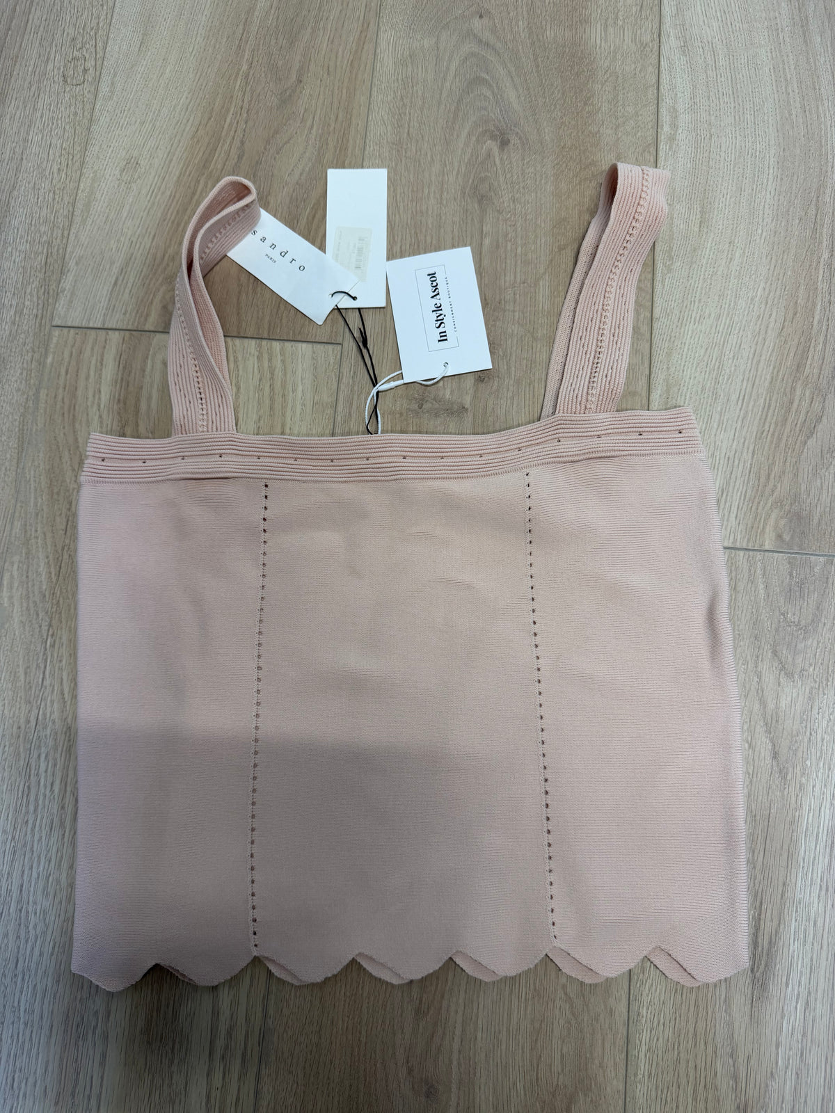 Preloved Sandro Cardigan, Top & Skirt Set Size 12-14 Peach