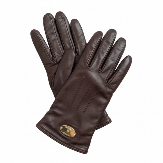 Pre-loved, Red and black plaid Mulberry Leather Gloves