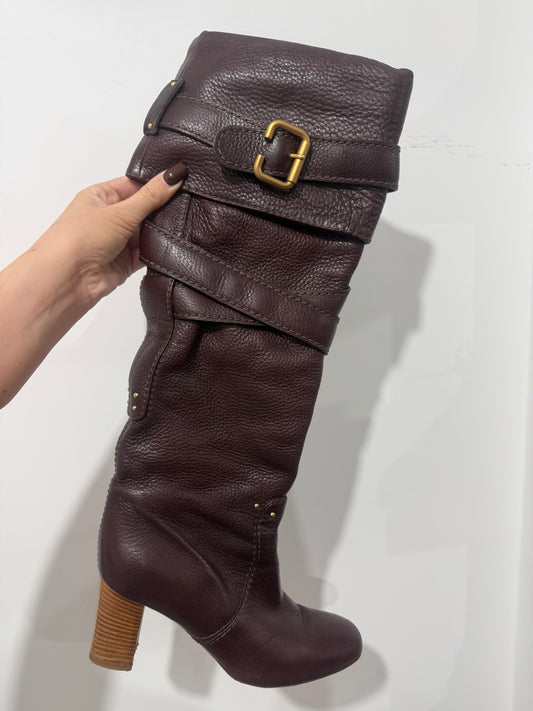 Brown Chloé Knee High Boots, Size 5