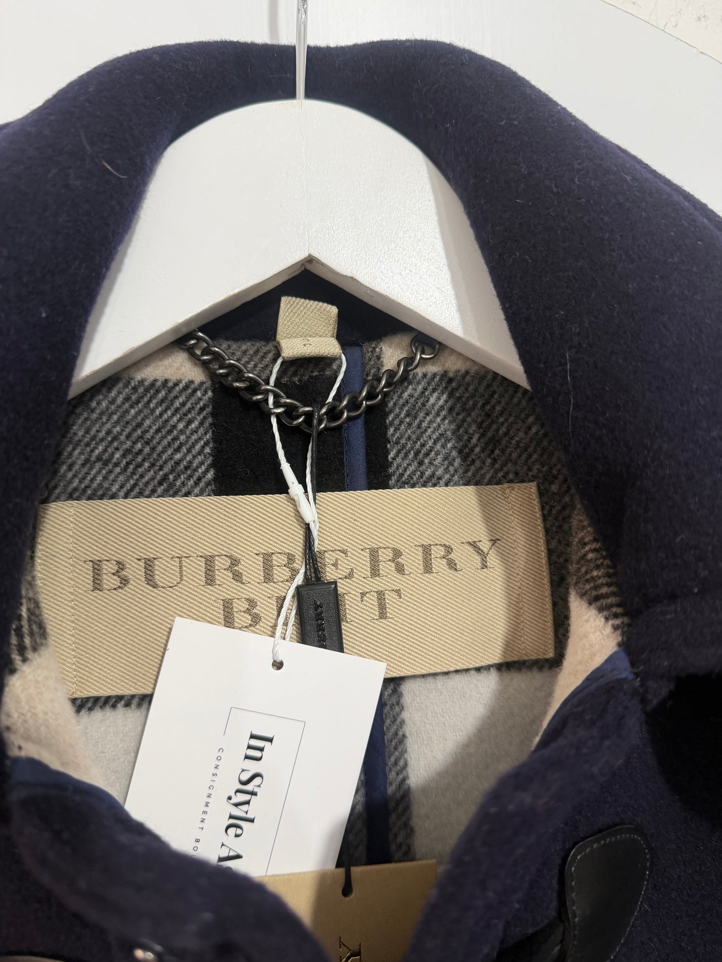 Navy Burberry wool trench, Small