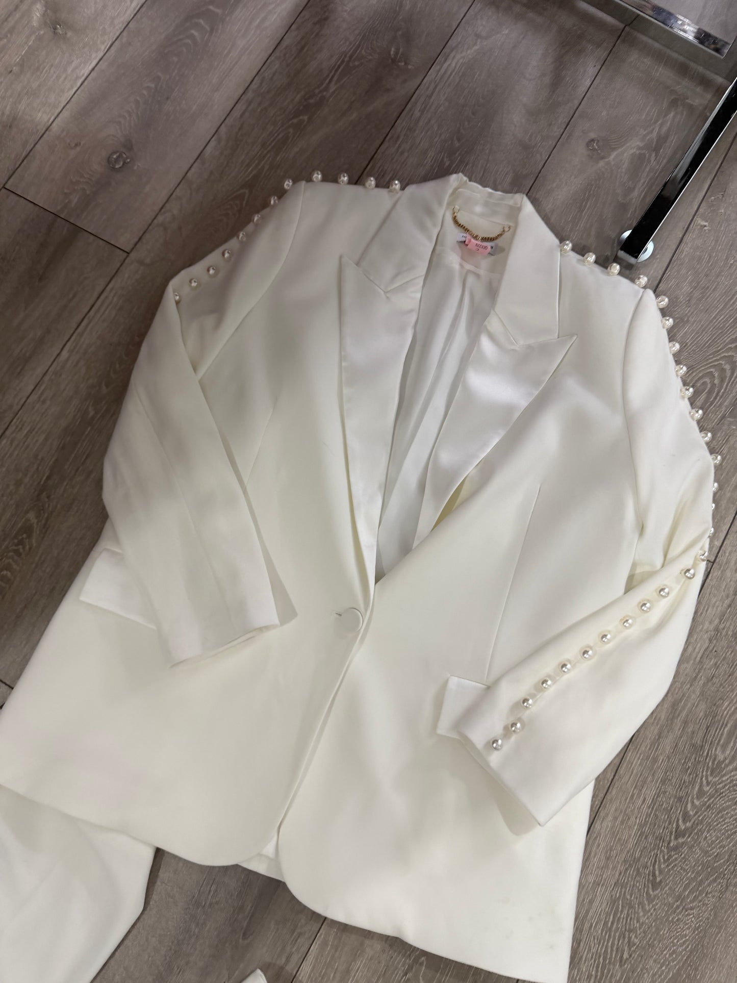 White Nadine Merabi Blazer & Trouser Set, Size L/XL