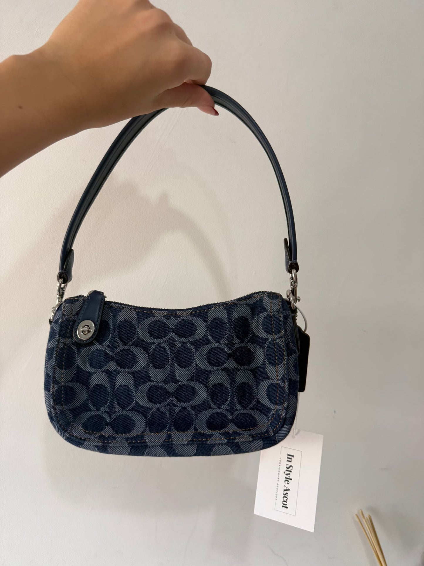 Preloved Denim Coach Swinger Bag, Mini