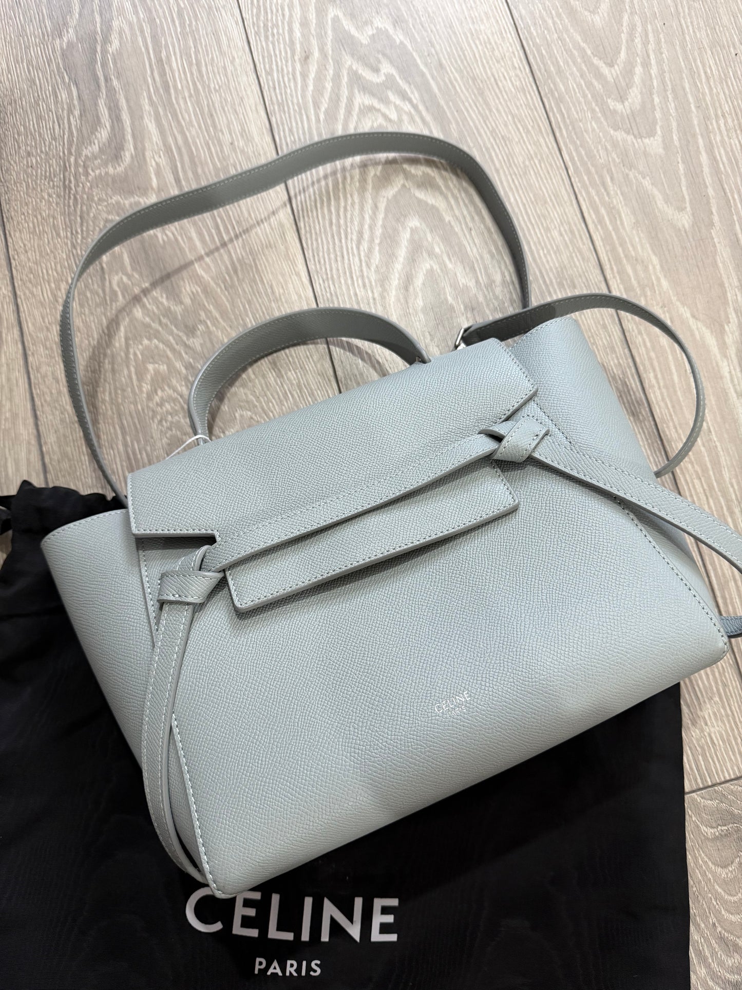 Grained Grey/Light Blue Celine Micro Belt Bag