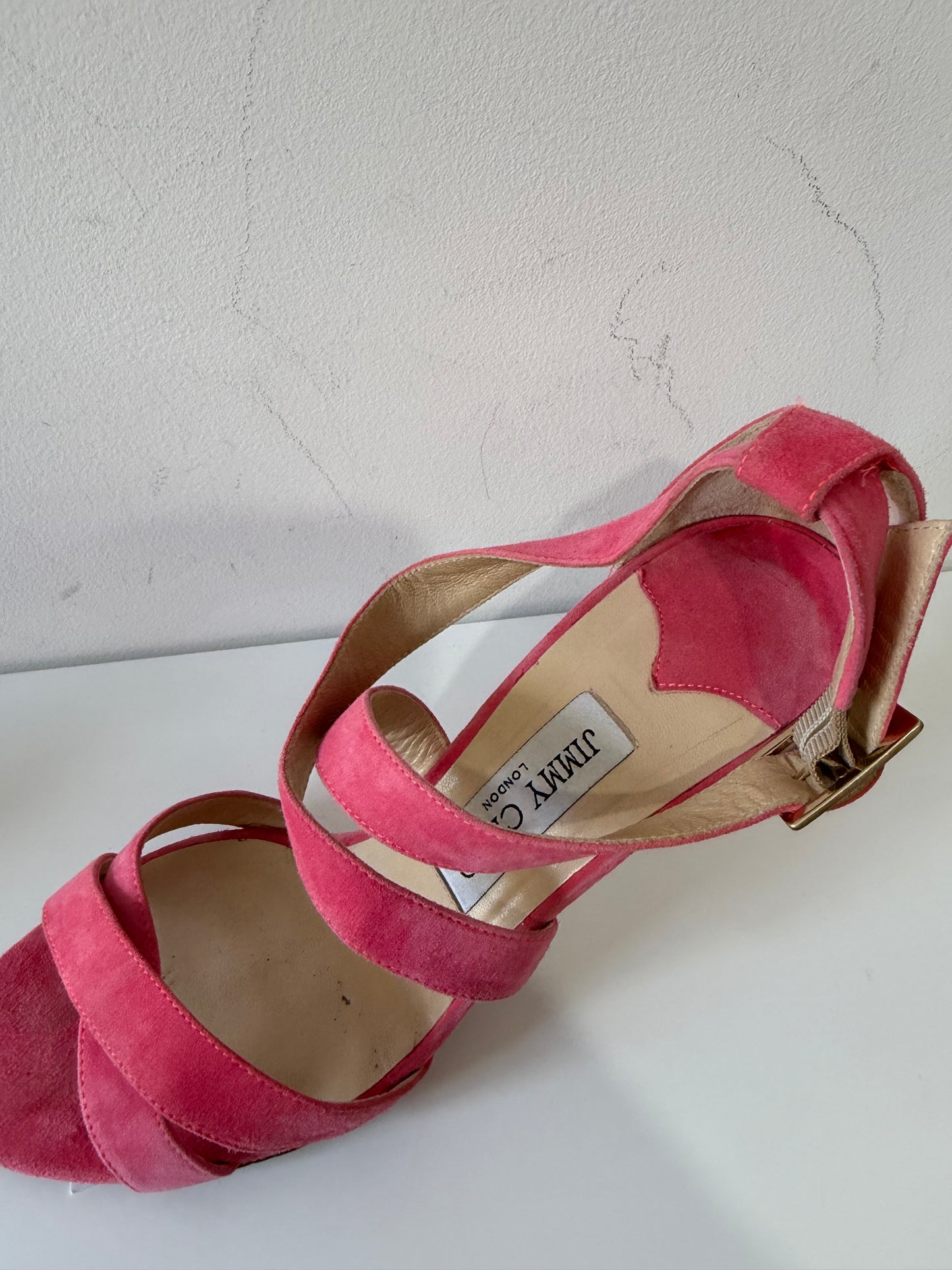 Preloved, Pink Suede Jimmy Choo Heels, Size 6