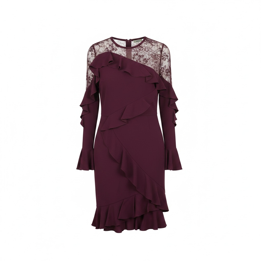 Pre-owned, Burgundy/Purple Ellie Saab Dress, Size 10