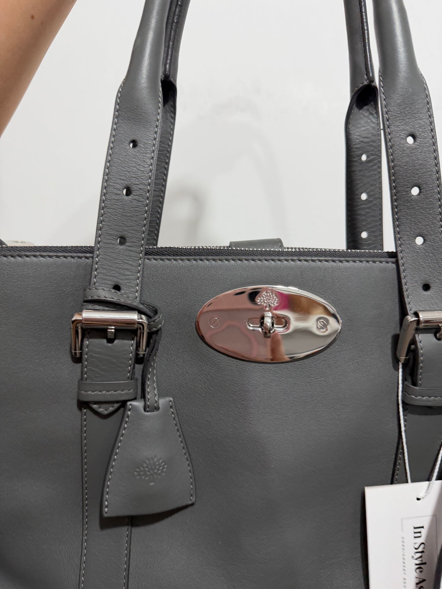 Grey with Silver Hardware Mulberry Double Zip Bayswater