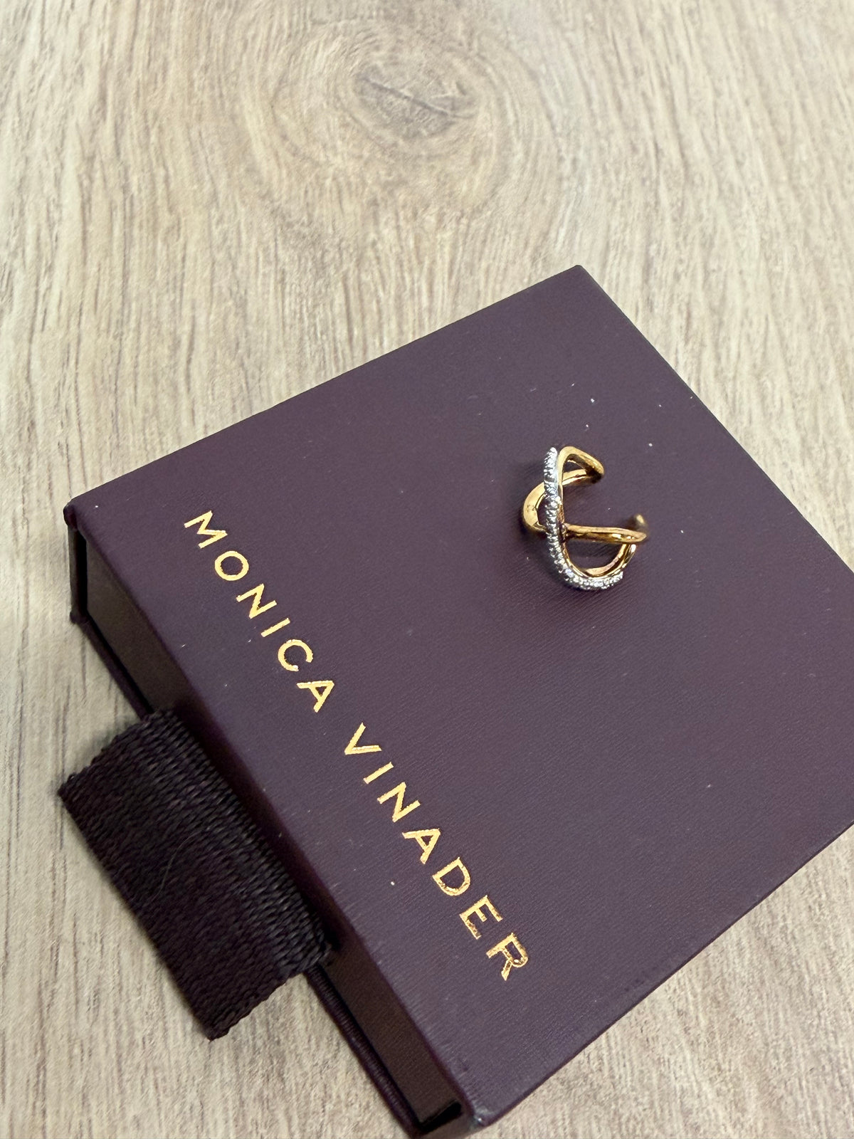 Preloved Monica Vinader Jewellery - Earring Gold, with silver diamonds