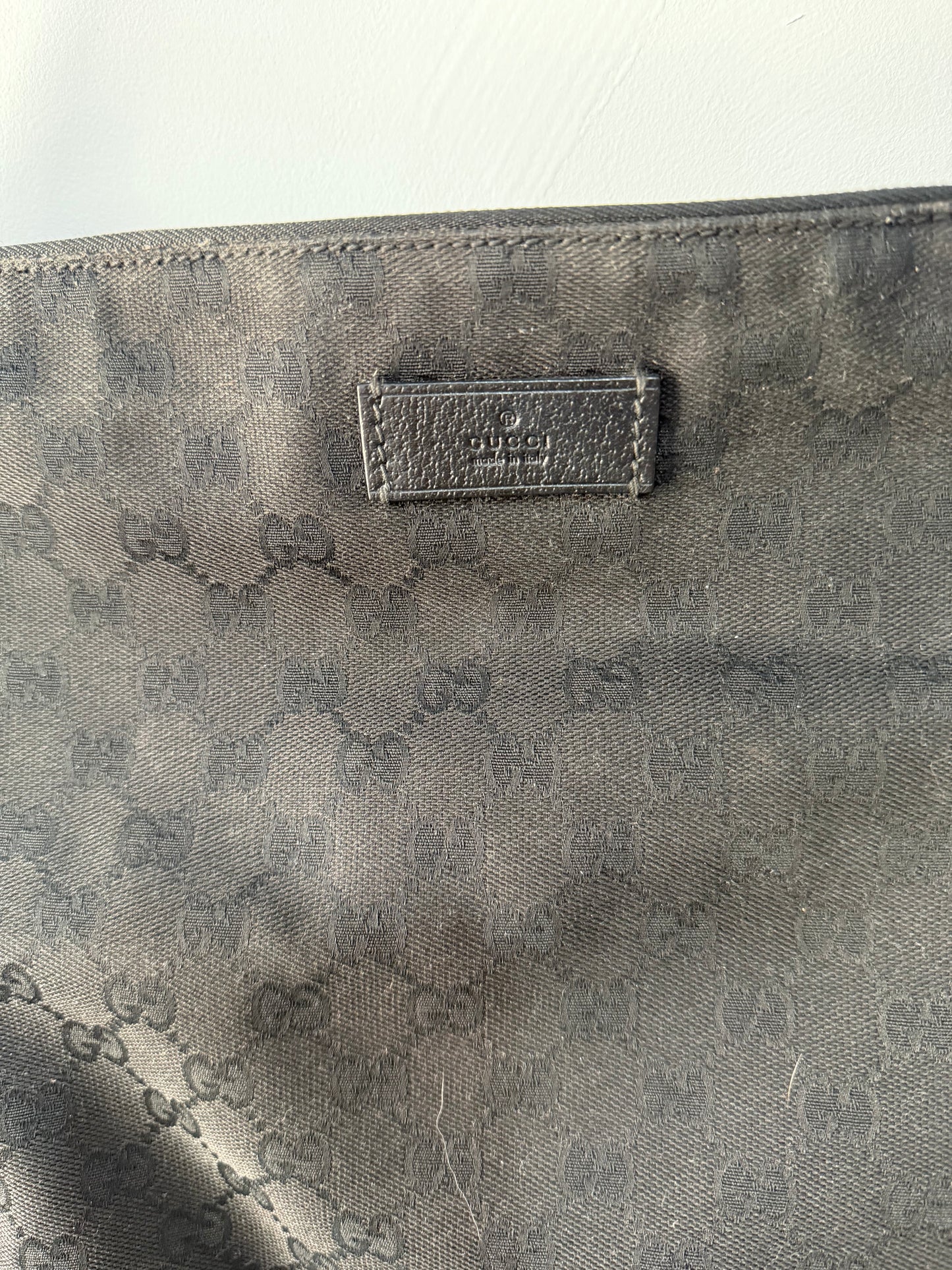 Preloved Black Monogram Gucci Messenger Satchel Bag, Large